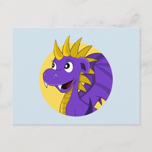 Purple dragon cartoon postcard