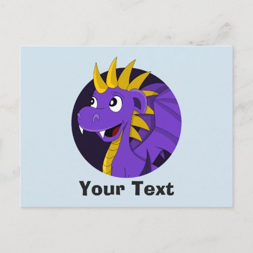 Purple dragon cartoon postcard