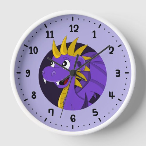 Purple dragon cartoon round clock