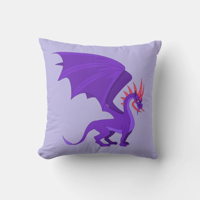 Purple dragon cartoon throw pillow (Front)
