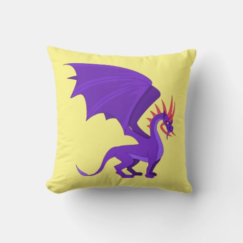 Purple dragon cartoon throw pillow