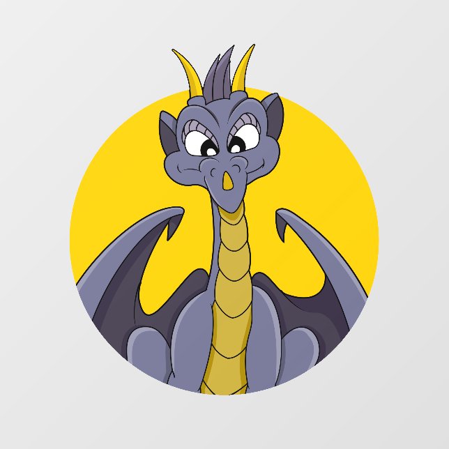 Purple dragon cartoon  Wall Decal (Front)