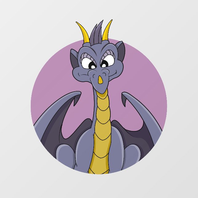 Purple dragon cartoon  Wall Decal (Front)
