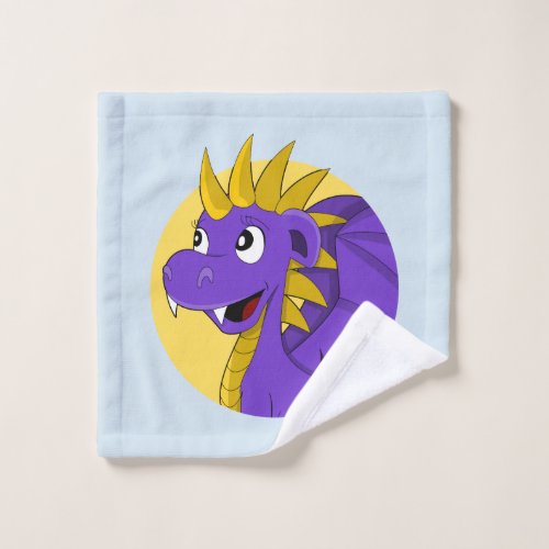 Purple dragon cartoon wash cloth
