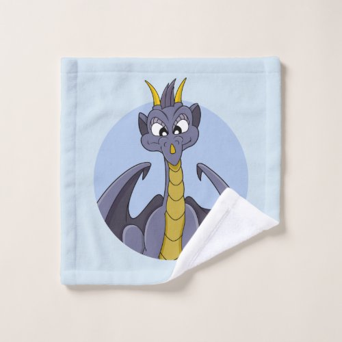 Purple dragon cartoon wash cloth