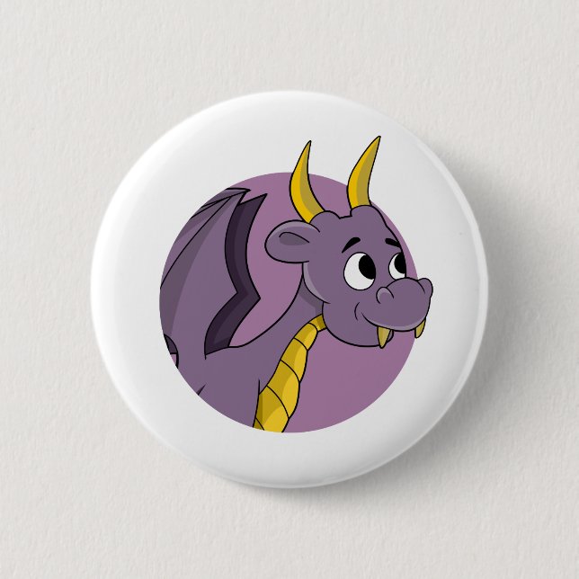 Purple dragon cartoonl button (Front)
