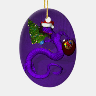 Purple Dragon Ceramic Ornament