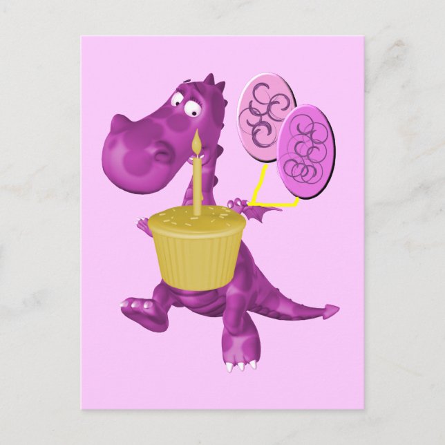 Purple Dragon Cupcake Balloons Postcard (Front)