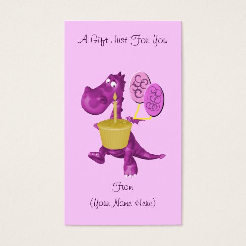 Purple Dragon Cupcake Personalized Gift Card Tag