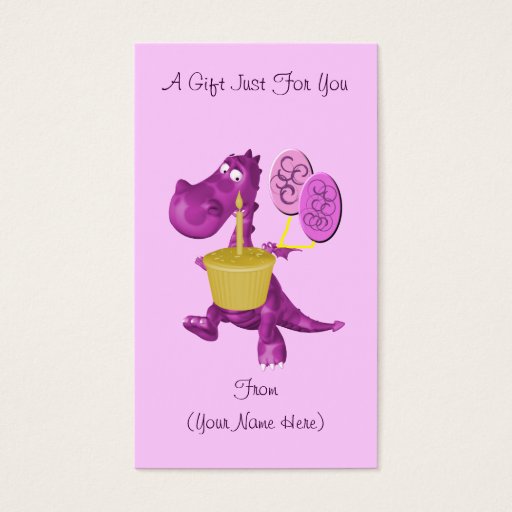 Customizable Purple Dragon Cupcake Personalized Gift Card Tag Business Card