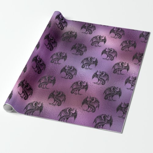 Purple Dragon Design Wrapping Paper