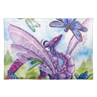 Purple Dragon Dragonfly spring artwork Placemat