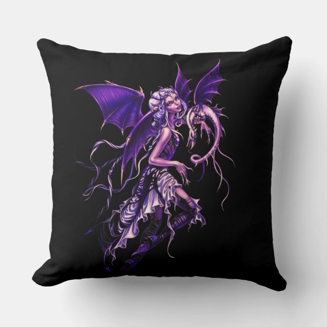 Purple Dragon Fairy Throw Pillow (Front)
