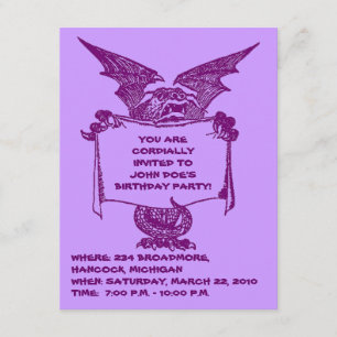 PURPLE DRAGON HOLDING PARTY INVITATION-CUSTOMIZE INVITATION