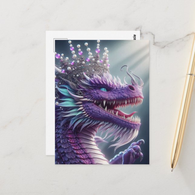 Purple Dragon in a Crown Postcard (Front/Back In Situ)