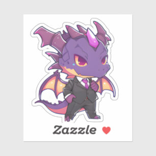 Purple Dragon in a Suit Sticker