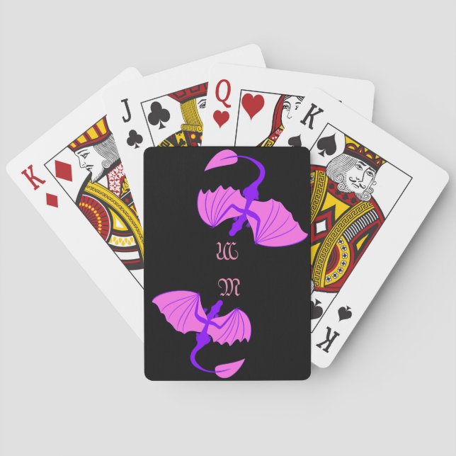 Purple dragon monogram playing cards (Back)