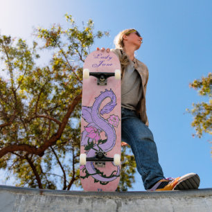 Purple Dragon On Pink Dd Brand Skateboard
