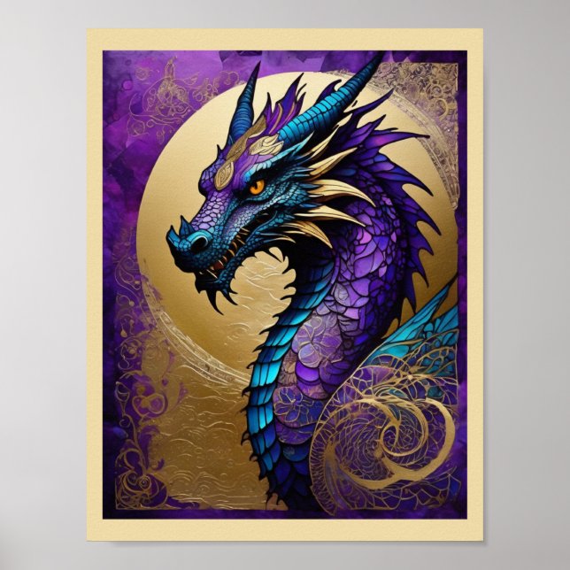 Purple Dragon Ready To Frame Art Print (Front)