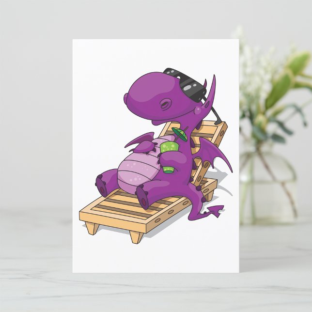 Purple Dragon Relaxing on Deck Chair Invitation (Creator Uploaded)