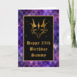 Purple Dragon Scales Faux Glitter Happy Birthday Card<br><div class="desc">This elegant and chic birthday card can be personalized with a name or title such as mom, daughter, granddaughter, niece, friend etc. The design features a faux gold glitter dragon on a purple dragon scale background. The text combines decorative and distressed fonts for a historic and medieval look. The glitter...</div>
