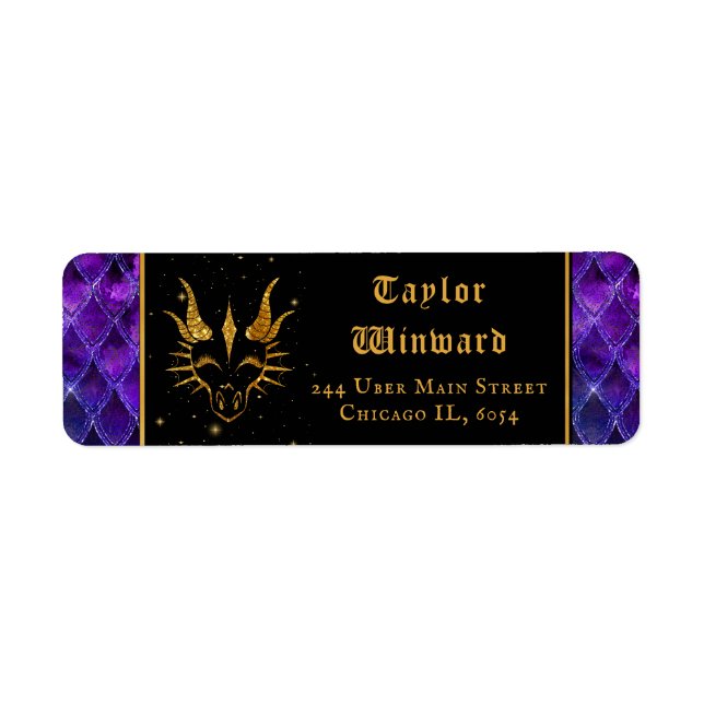 Purple Dragon Scales Gold Faux Glitter Label (Front)