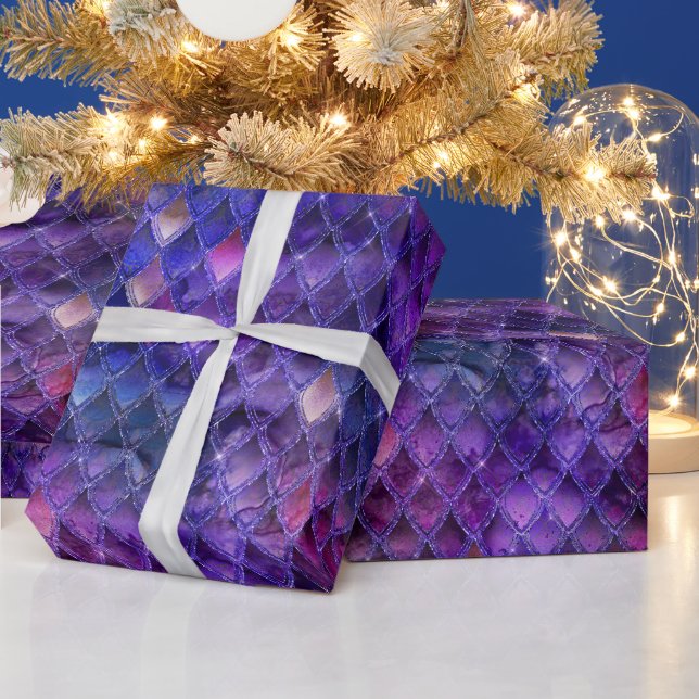 Purple Dragon Scales Wrapping Paper (Holidays)