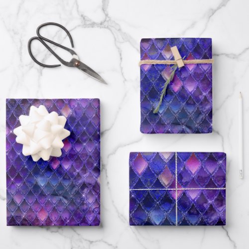 Purple Dragon Scales Wrapping Paper Sheets