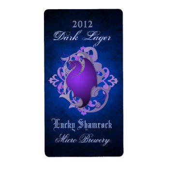 Purple Dragon Scroll Blue  Beer Label by TheInspiredEdge at Zazzle