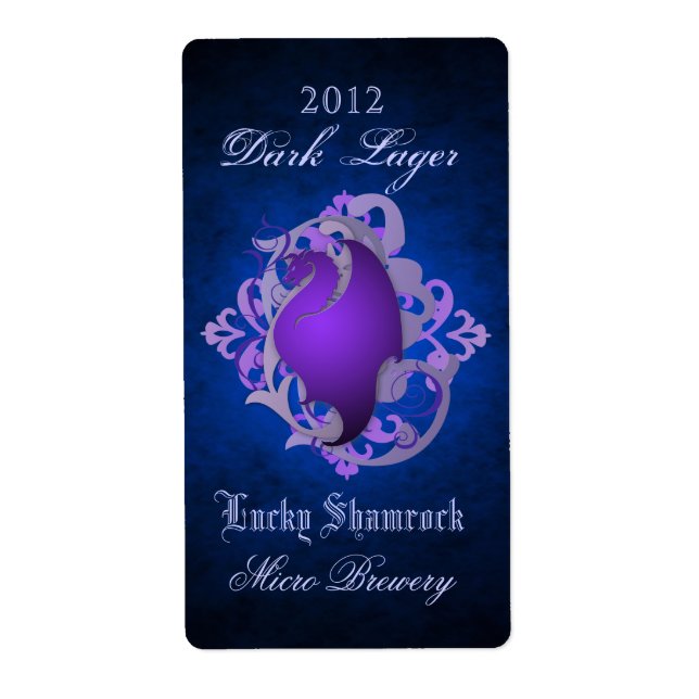 Purple Dragon Scroll Blue  Beer Label (Front)