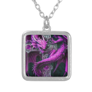 Purple Dragon Silver Plated Necklace