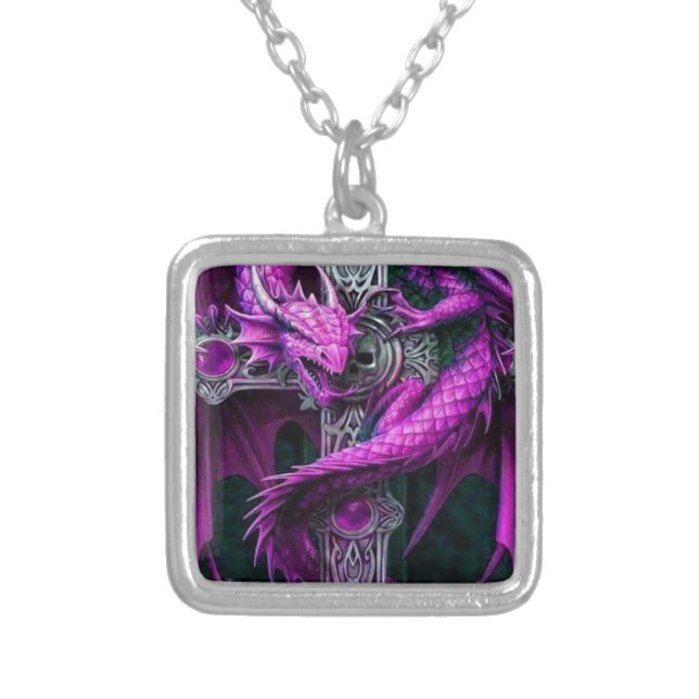 Purple Dragon Silver Plated Necklace (Front)