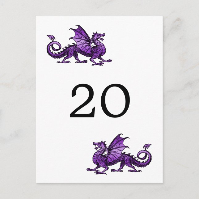 Purple Dragon Table Number Postcard (Front)