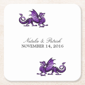 Purple Dragon Wedding Paper Coasters