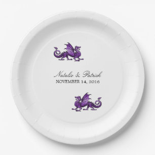 Purple Dragon Wedding Paper Plates