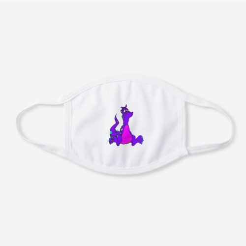 Purple Dragon White Cotton Face Mask