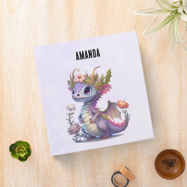Purple Dragon with Elegant Crown 3 Ring Binder (In Situ)