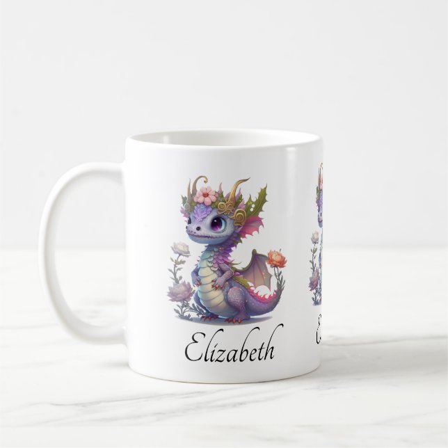 Purple Dragon with Elegant Crown Coffee Mug (Left)