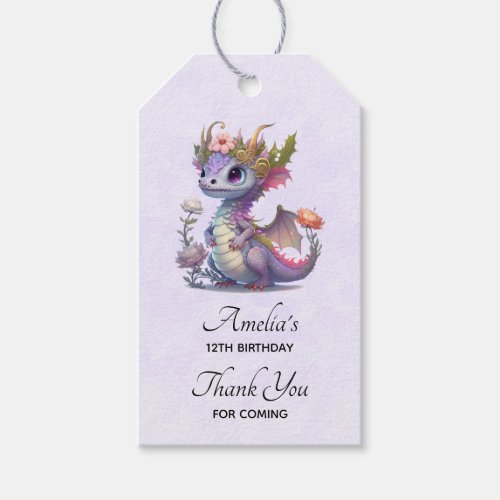 Purple Dragon with Elegant Crown Gift Tags