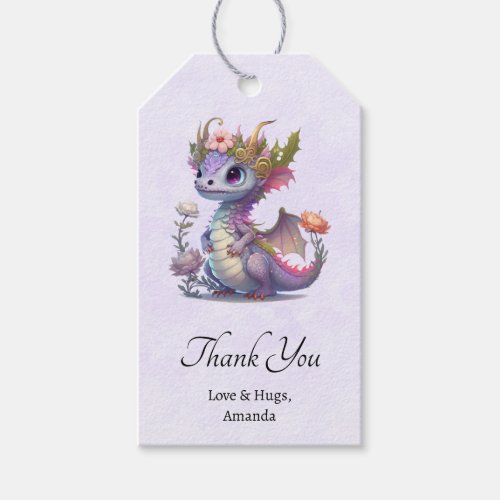Purple Dragon with Elegant Crown Gift Tags