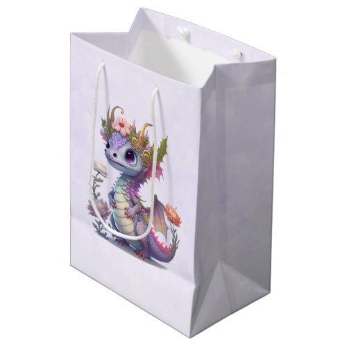 Purple Dragon with Elegant Crown Medium Gift Bag