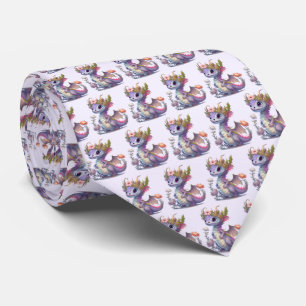 Purple Dragon with Elegant Crown Neck Tie
