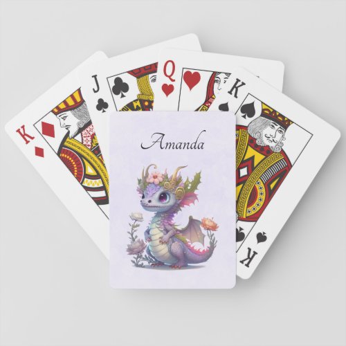 Purple Dragon with Elegant Crown Playing Cards