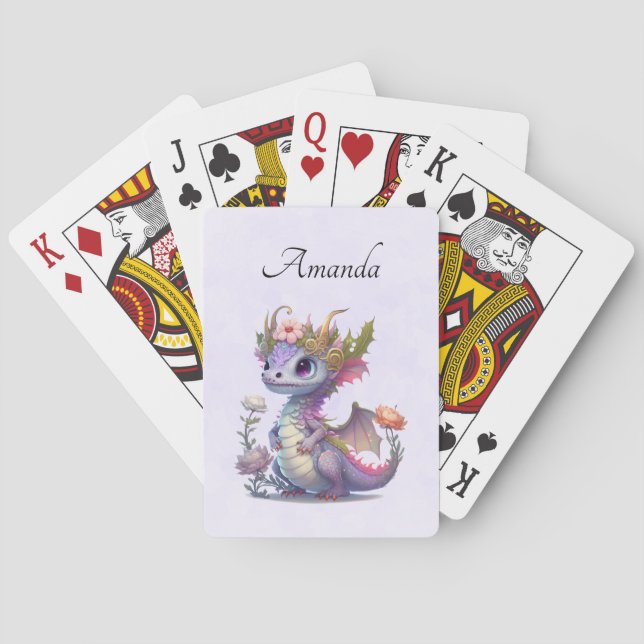 Purple Dragon with Elegant Crown Poker Cards (Back)