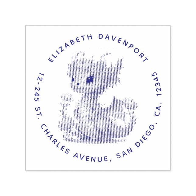 Purple Dragon with Elegant Crown Self-inking Stamp (Design)