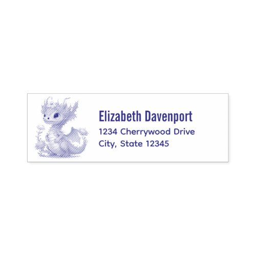 Purple Dragon with Elegant Crown Self_inking Stamp
