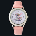 Purple Dragon with Elegant Crown Watch<br><div class="desc">A watch with an illustration of a mythical dragon. Purple and blue scales. A flowered gold crown with horns adorns its head. Magical,  fun and friendly.</div>