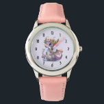 Purple Dragon with Elegant Crown Watch<br><div class="desc">A watch with an illustration of a mythical dragon. Purple and blue scales. A flowered gold crown with horns adorns its head. Magical,  fun and friendly.</div>