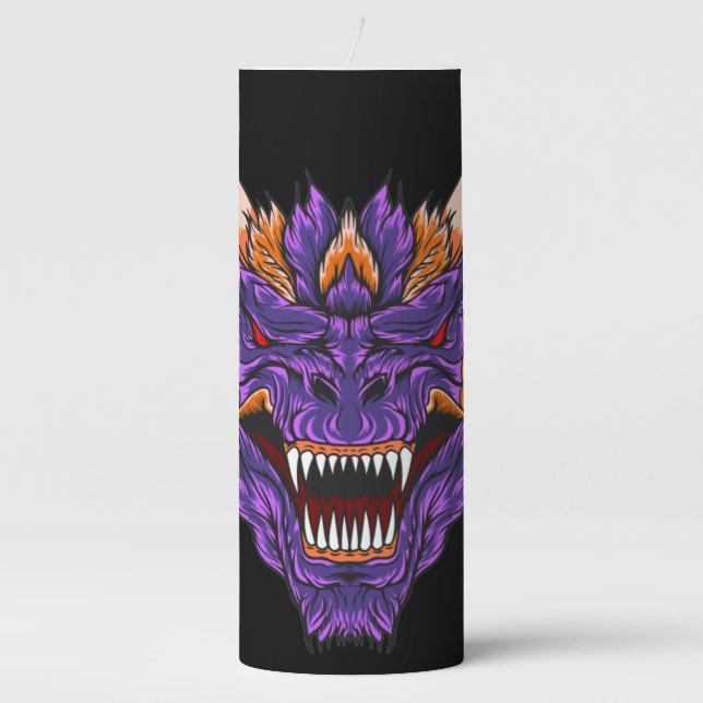 Purple Dragon With Flames Pillar Candle (Front)