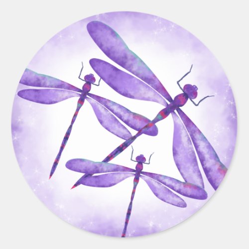 Purple Dragonflies Party Favor Sticker